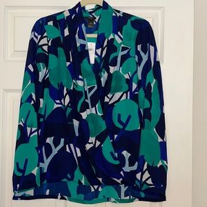 NWT Faux wrap Drape Front Blouse